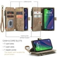 thumbnail image 3 of CaseMe Case for iPhone 15 Wallet Case for Women Men, Fashion Durable PU Leather Magnetic Flip Lanyard Strap Wristlet Zipper Card Holder Wallet Phone Case for iPhone 15 6.1-inch,Brown,For iPhone 15, 3 of 8