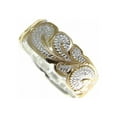 thumbnail image 2 of 925 Sterling silver Hawaiian queen scroll yellow gold plated 2 tone 8mm cut out edge ring size 5.5, 2 of 5