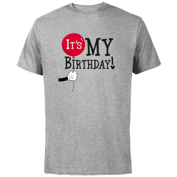 Disney Mickey Mouse Balloon It's My Birthday - Short Sleeve Cotton T-Shirt for Adults -Customized-Athletic Heather