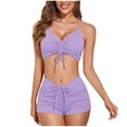 thumbnail image 2 of Swimsuits for Women 2025 Womens Two Piece Swimsuit Womens Bathing Suits Womens Swimwear Women Bathing Suits 2 Piece Summer Solid Color with Chest Cushion No Steel Support Backless Strap Swimsuit, 2 of 4