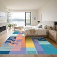 thumbnail image 3 of ODIKA 2'x3' Machine Washable Non-Slip Area Rug, Abstract Teal High Traffic Rug with Pad, Blue, 1050088, 3 of 8
