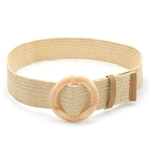 CHAOMA Adjustable Buckle Waist Belt Women Elastic Belt Plastic Weave Braided Belt Wide Waistband Plastic Straw Vintage Bohemia