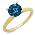 thumbnail image 3 of 1 ct Round Cut Natural London Blue Topaz Solitaire 14K Yellow Gold Womens Engagement Ring, 3 of 6
