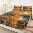 thumbnail image 3 of jejeloiu Wildlife Elk Deer Twin Sheet Sets,Natural Scenery Sunset Twin Fitted Sheet,Orange Brown Flat Sheet For Boys,Super Cozy Room Decor,3-Piece, 3 of 7