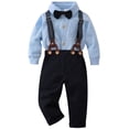 thumbnail image 3 of Baby Boy Clothes 3-24 Months Infant Formal Tuxedo Outfit Long Sleeve Dress Suits Bowtie Suspender Pants, 3 of 18