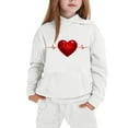 thumbnail image 4 of ATOGUTA Girls Kids Set Clothing Valentine's Day Sweatsuits Pant Set Long Sleeve Athletic Sweatshirts and Sweatpants with Pockets Size 2T-13, White, 4 of 5