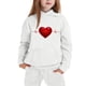 thumbnail image 4 of Conjunto de sudadera con capucha de manga larga para niños con estampado en forma de corazón y pantalones deportivos con lazo en las piernas, conjunto deportivo informal de dos piezas para niños, poli, 4 of 5