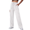 thumbnail image 1 of Pantalones deportivos de cintura alta y pierna ancha con bolsillos para mujer: pantalones joggers informales y prácticos para ropa deportiva, tejido Dacron, 1 of 4