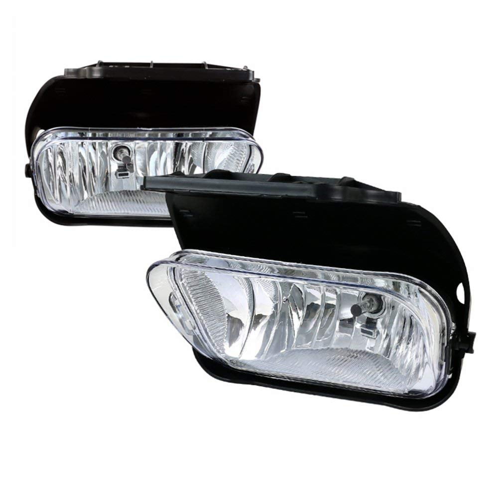Clear Lens Driving Fog Lights Lamps Replacement for Chevy Silverado 2003 2004 2005 2006 2007 All Models Avalanche 2002-2006 Without Body Cladding H10 12V 42W Halogen Bulbs 