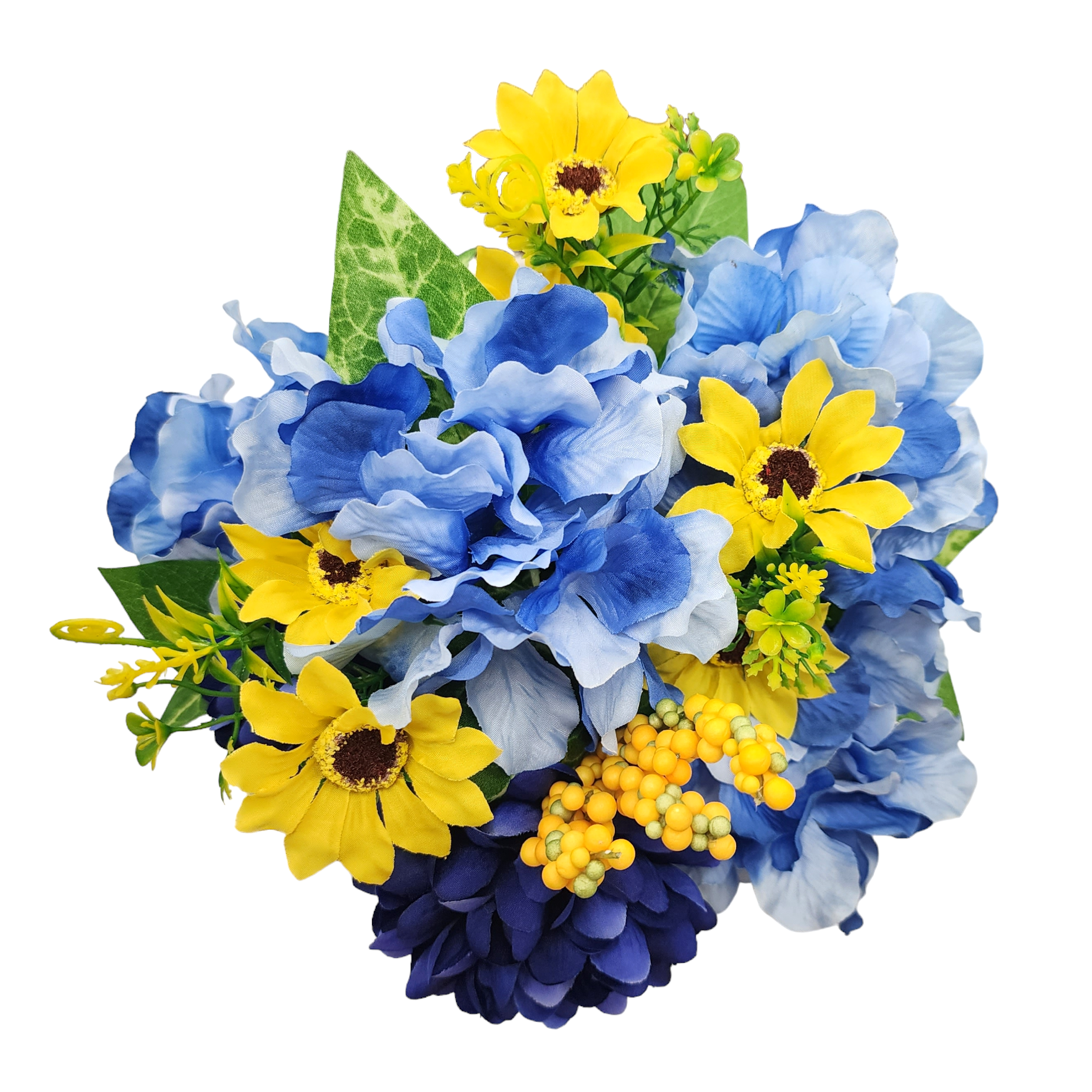 Mainstays Artificial Blue/Yellow Hydrangea 18 in Tall Summer Indoor Bush Decoration