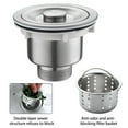 thumbnail image 3 of Kitchen Sink Waste Stainless Steel Strainer Plug Drain Filter Basket Drainer Kit, 3 of 8