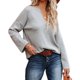 thumbnail image 1 of Suéter de mujer de manga larga con cuello en V Drop Shoulder Pure Color Casual Fit Suéter de punto para mujer, 1 of 7