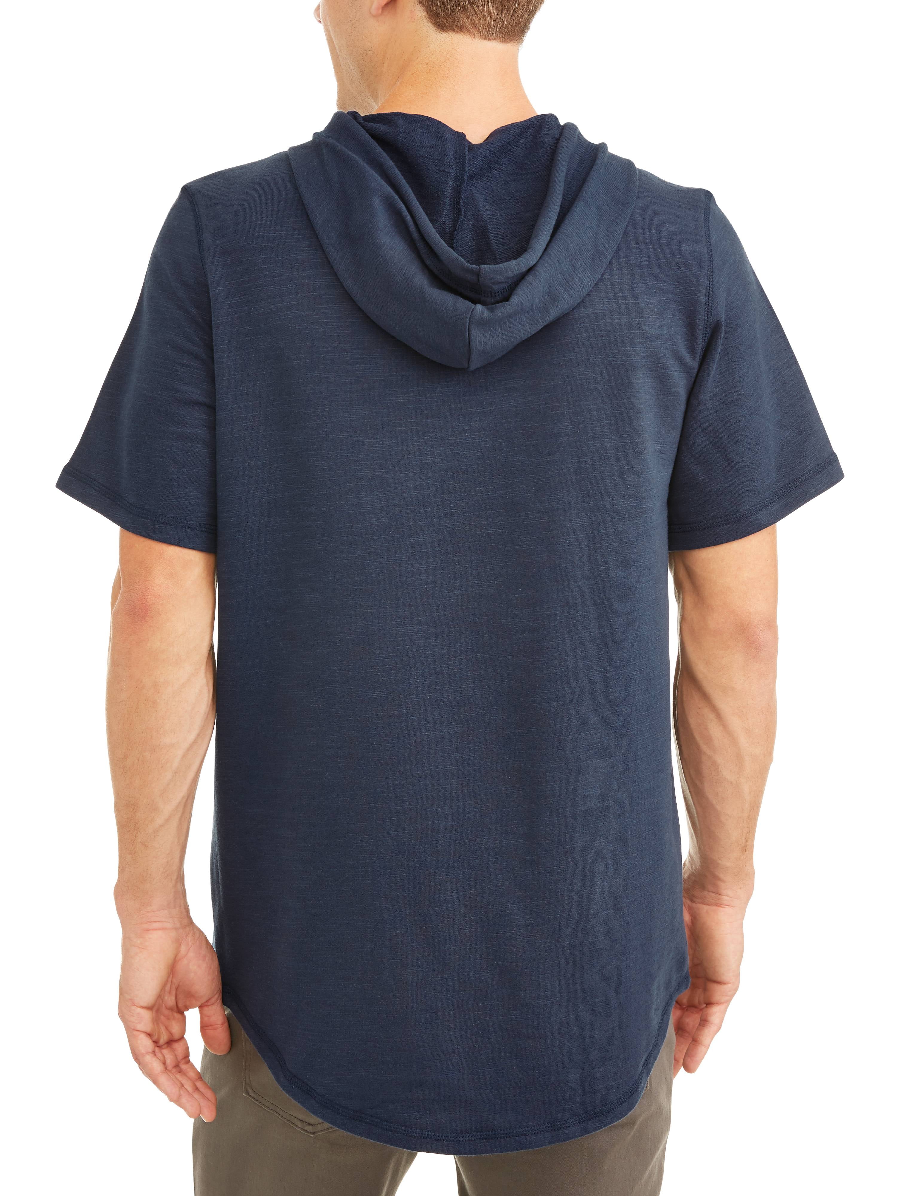 Men's short sleeve elongated slub best sale hoodie