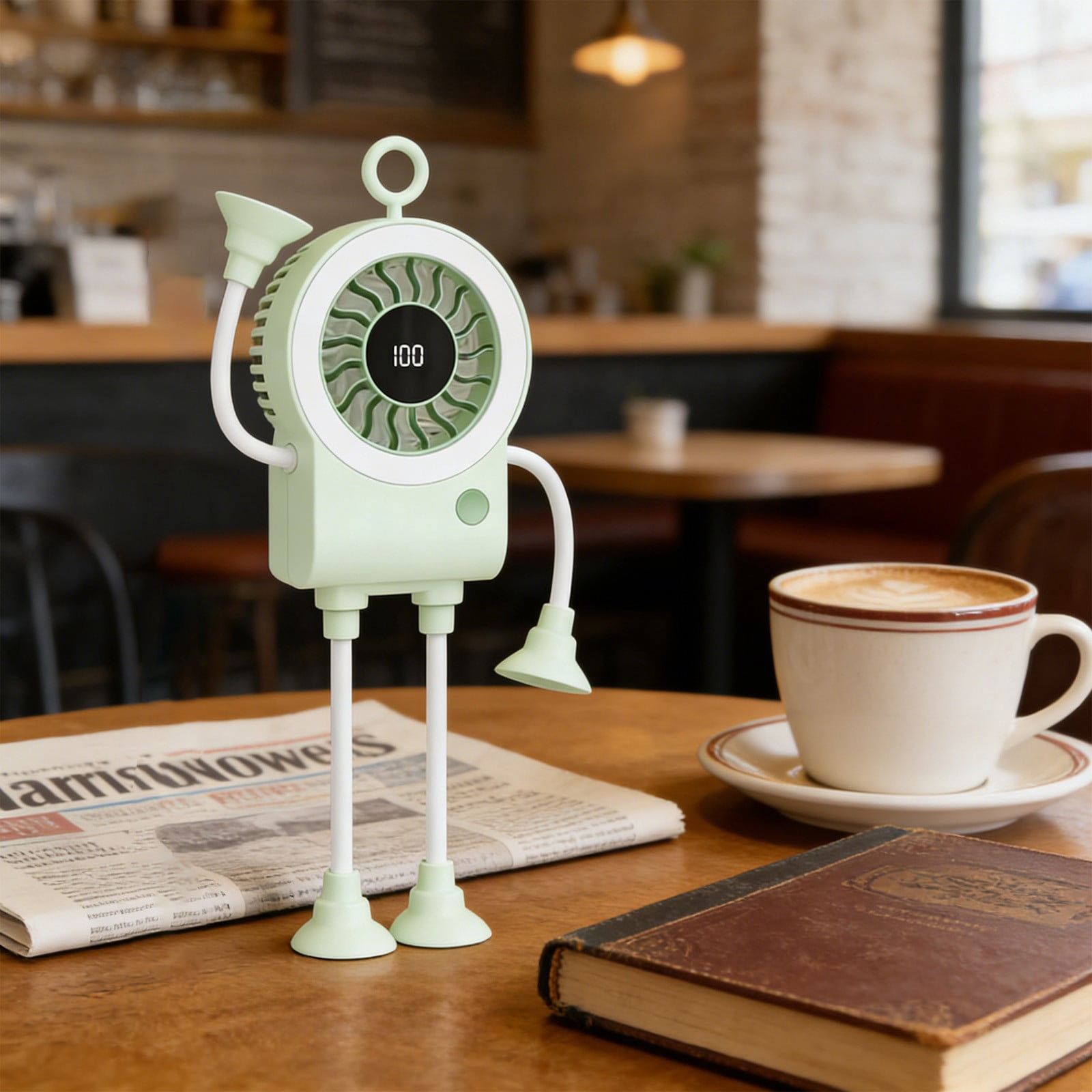 USB Rechargeable Suction Cup Fan with 5 Speeds & Digital Display, Portable Mini Fan with Adjustable Gooseneck & LED Power Display for Kitchen, Office & Home,Summer Essentials