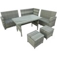 thumbnail image 6 of SYNGAR Patio Sofa Set, 6 Pieces Outdoor Sectional Furniture Set, All-Weather PE Rattan Wicker Patio Conversation Set with Coffee Table and Cushioned Sofa for Garden Deck Backyard, Gray, LJ3680, 6 of 10