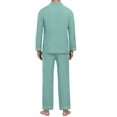 thumbnail image 3 of GIRUNS Men's Pajamas Set Soft Sleepwear Button Down Long Sleeve and Long Pants with Pocket Loungewear Sets Gray Green S, 3 of 7