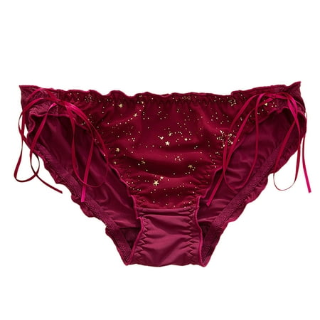 

Women Panties Ladies Panties Ice Silk Seamless Panties Solid Color Lace Panties Low Waist Ribbon Briefs 2023