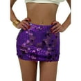 thumbnail image 2 of EchfiProm Womens Skirts Sparkly Purple Bodycon Cocktail Party Going Out Sequin Stretchy Skirts for Ladies Mini, 2 of 4