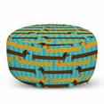 thumbnail image 1 of Dogs Pouf Cover with Zipper, Vertically Striped Blue Background with Bedger Dogs Dachsund Puppies, Soft Decorative Fabric Unstuffed Case, 30" W X 17.3" L, Pale Blue Brown, by Ambesonne, 1 of 5
