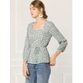 thumbnail image 3 of Unique Bargains Blouse à Manches Longues à Encolure Carrée à Fleurs pour Femmes, 3 of 6