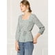 thumbnail image 3 of Blusa de Cintura con Cinturón Y Estampado Floral Allegra K para Mujer Cuello Cuadrado Gasa Vintage Menta Verde L, 3 of 6
