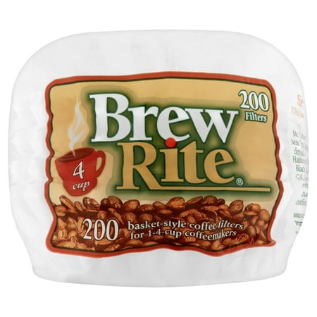 (6 Pack) Brew Rite 4 Cup Basket Filters, 200 ct