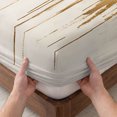 thumbnail image 3 of Queen Size Fitted Sheet Set - Modern Gold 3 Piece Bedding Sets 16" Deep Pocket Fitted Sheet with 2 Pillowcases, Abstract Minimalist Grunge Art Color Block Brushed Microfiber Hotel Luxury Bed Sheets, 3 of 9