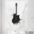 thumbnail image 1 of Guitar Tapestry, Monochrome Musical Instrument with Strings Acoustic Color Splashes Creative Outlet, Fabric Wall Hanging Decor for Bedroom Living Room Dorm, 5 Sizes, Black White, by Ambesonne, 1 of 1