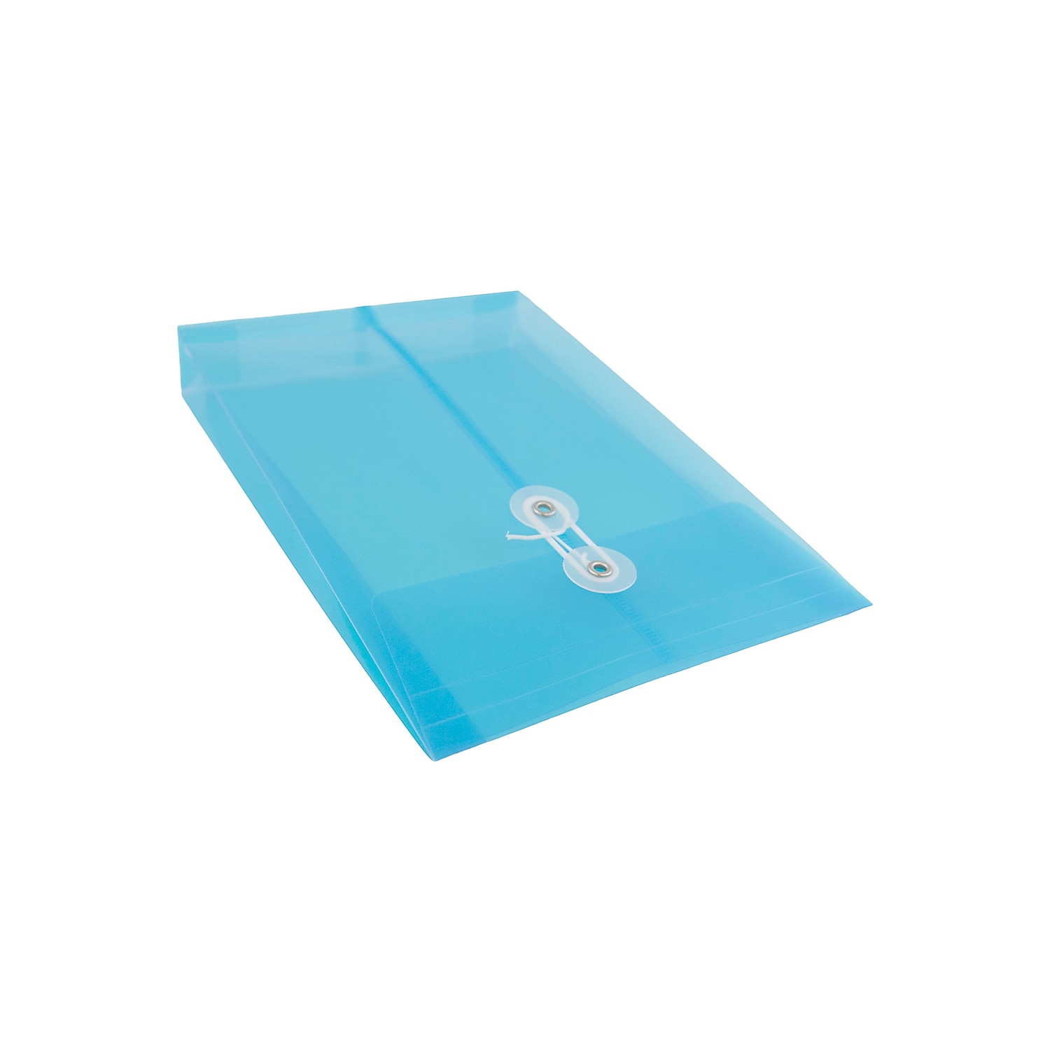 JAM Paper Plastic Envelopes, 6.3x9.3, 12/Pack, Blue, Button String, Open End