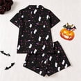 thumbnail image 3 of Elegyee Girls 2 Piece Halloween Pajama Sets Button Down Shirt Shorts, Black, Size 13-14, 3 of 8