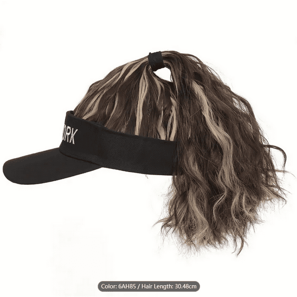 KAKOWELY Gorra de béisbol con cola de caballo rizada: Peluca elegante para mujer - Cola de caballo alta con visera para uso diario y fiestas. Peluca sintética.