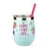 The Pioneer Woman Stainless Steel Blue and Pink Happy Everyday Wine Tumbler