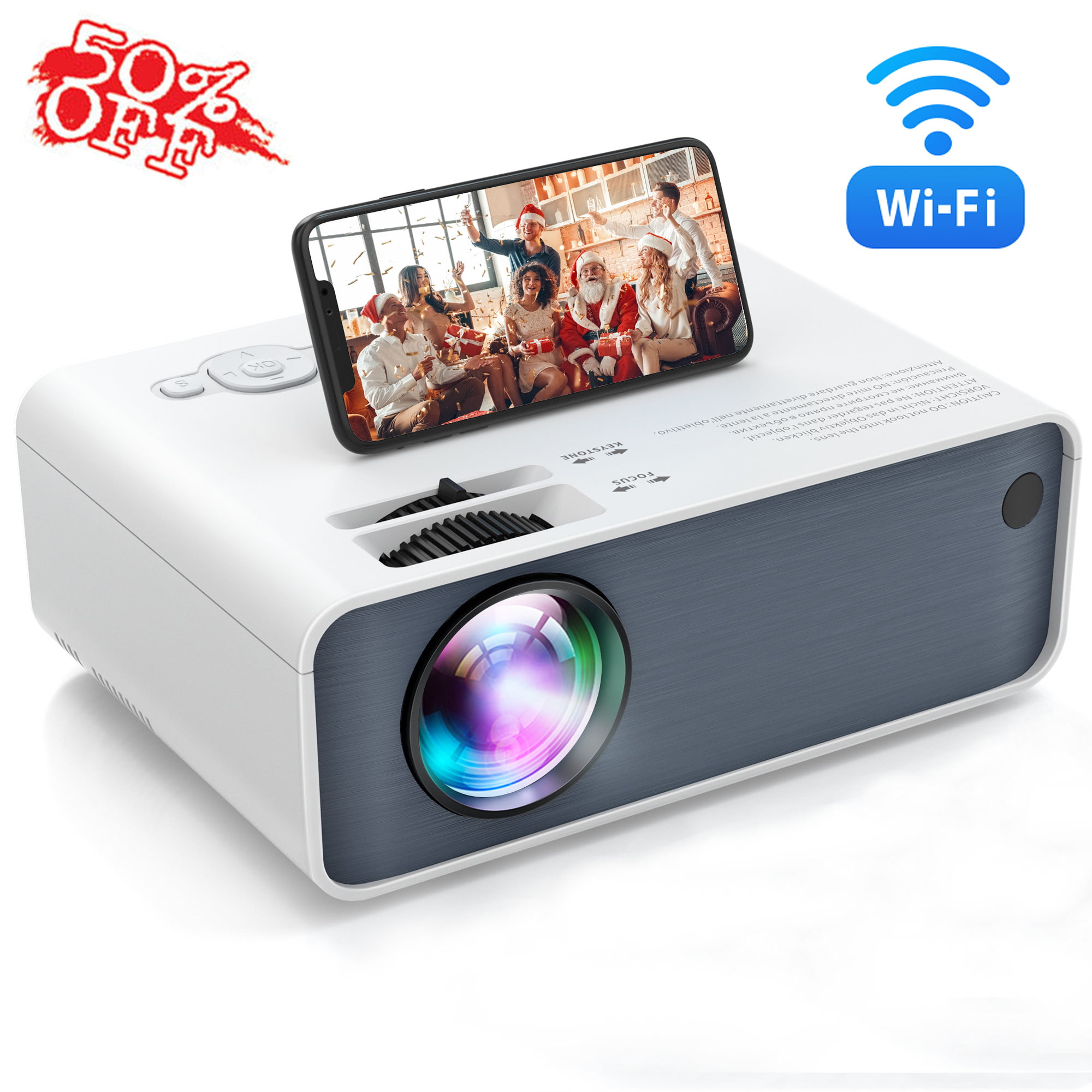 WiFi Video Projector Smart Phone Wireless Mirroing Screen 9500L HD Outdoor Portable Home Movie Projector Laptop Support TV Stick USB 200 HDMI DVD LED Cinop Native 1080P 4K Supported 