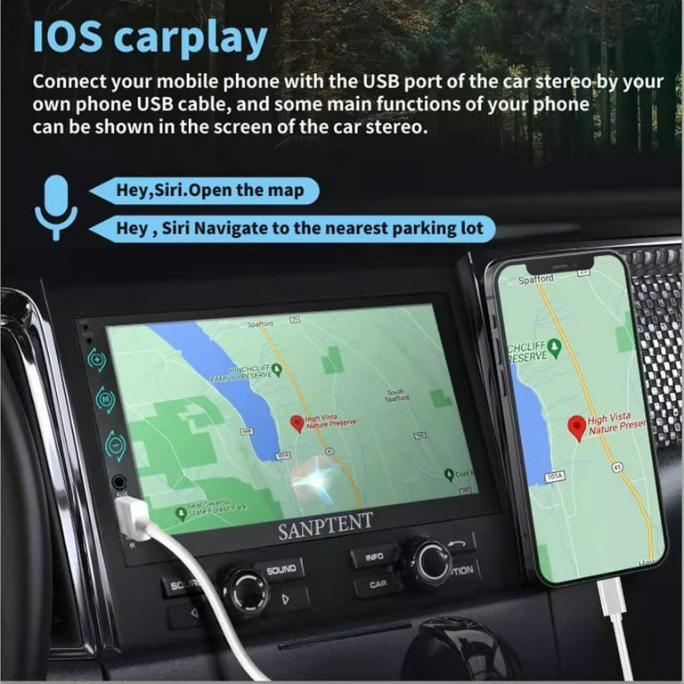  7 HD Double Din Car Stereo,Portable Wireless Touch Screen  Apple CarPlay and Android Auto Automatic Multimedia Player,Car Stereo with  Mirror Link/Siri/Bluetooth/Navigation Screen for All Vehicles. : Electronics