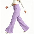 thumbnail image 5 of Auroural Girls Pants Size 7-8 Kids Flare Sweatpants Elastic High Waist Soft Casual Trousers Side Pockets Daily Wear Pants, 5 of 9