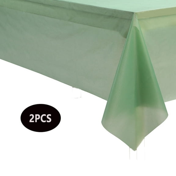 Green Disposable Plastic Party Tablecloth [2-Pack] 54 x 108” Rectangle Table Cover for Indoor & Outdoor Use
