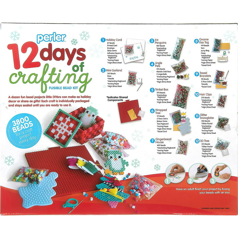 Perler 80-56960 12 Days of Crafting, Christmas Fuse Bead Kit Makes 12