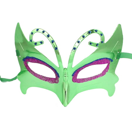 Unique Bargains Unique Bargains Women Glittery Fuchsia Blue Powder Accent Cosplay Party Eye Mask Green