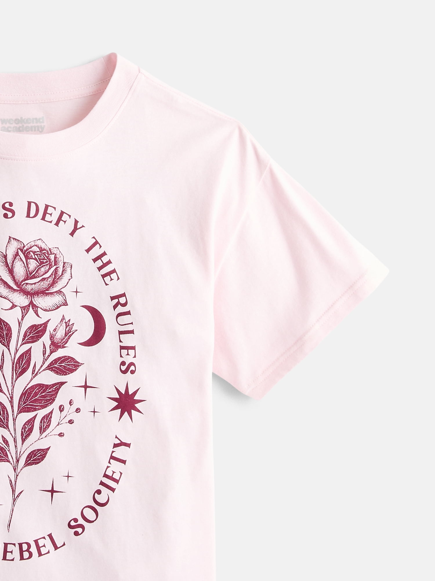 Weekend Academy Girls Oversized Graphic Cotton Tee with Short Sleeves, Sizes 4-18