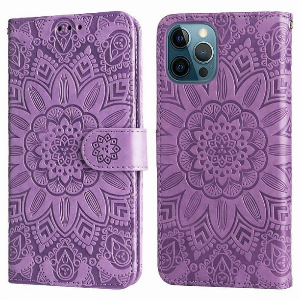 Funda tipo cartera GANGXUN para iPhone 12 Pro Max , diseño girasol, cuero PU, soporte, cierre magnético, tarjetero