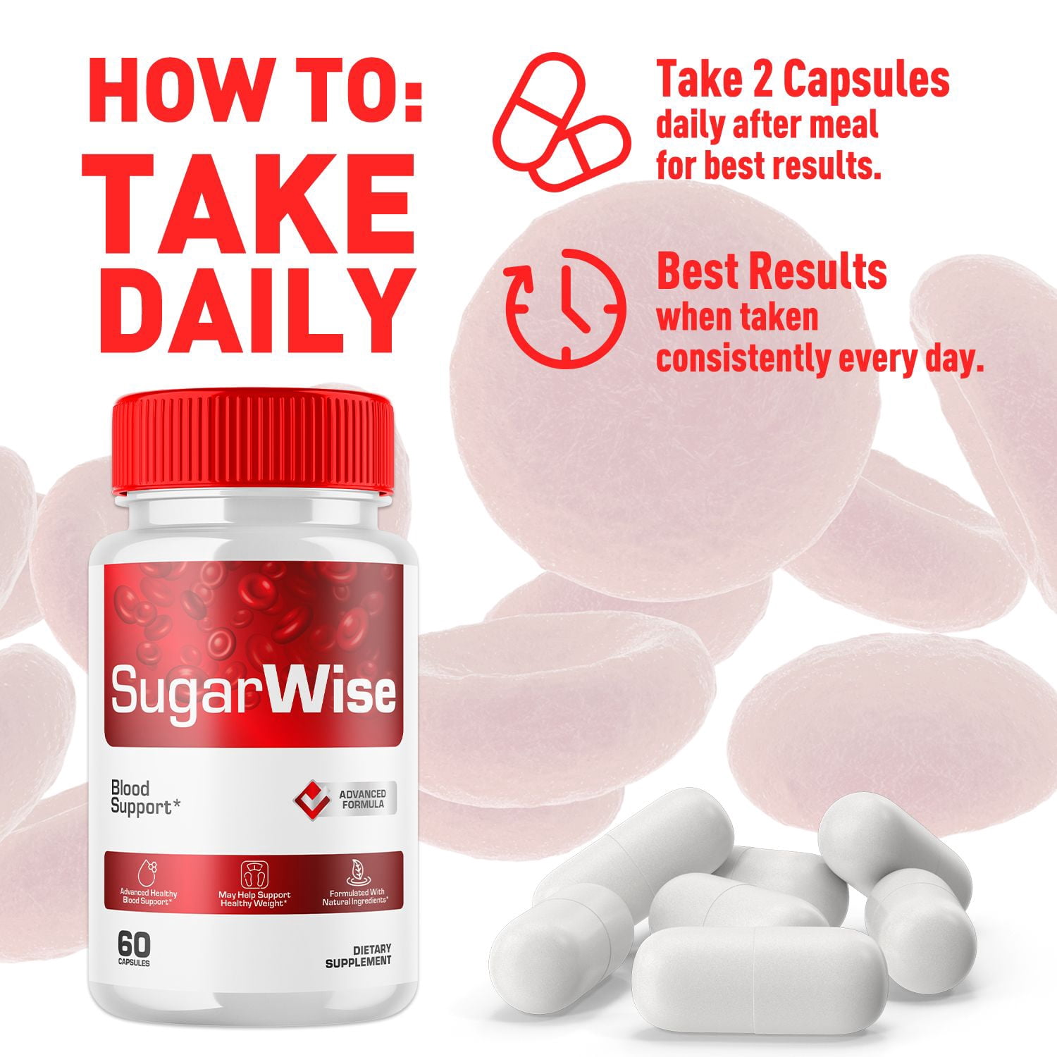 SugarWise Blood Support Pills Advanced Formula Vitamin Supplement Sugar Wise 120 Capsules