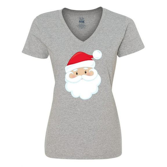 Inktastic Santa Claus, Smiling Santa, Santa Hat, Christmas Women's V-Neck T-Shirt