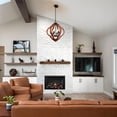 thumbnail image 3 of 6-Light Farmhouse Globe Chandelier with Open Wood Frame for Kitchen Island, Entryway & Dining Room, 3 of 10
