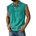 thumbnail image 2 of Evdexr Men's Shirts Distressed Henley Tank Tops Summer 2026 Sleeveless Vintage Button Down Running Polo Shirts Lightweight Cotton Tee Shirt with Pocket Turquoise L, 2 of 5