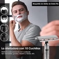 thumbnail image 3 of Maquinilla de Afeitar de Seguridad – Rasuradora Clásica de Doble Filo con Mango Metálico Largo – Incluye 11 Hojas – Afeitado Suave y Sin Irritación – Ecológica, 3 of 6