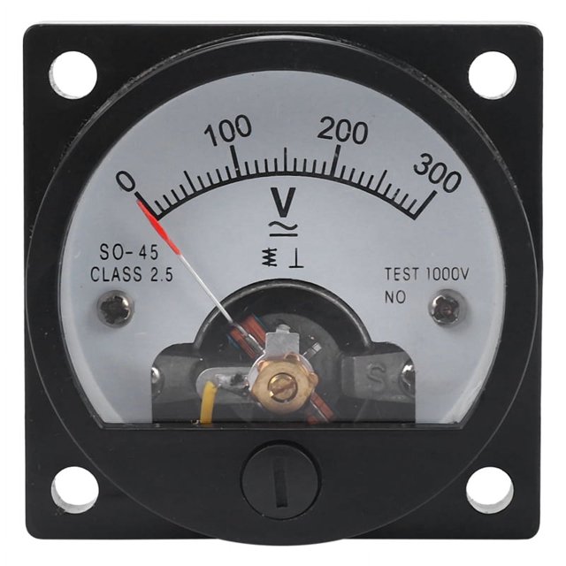 Voltímetro de panel con dial analógico redondo de CA de 0 a 300 V, color negro