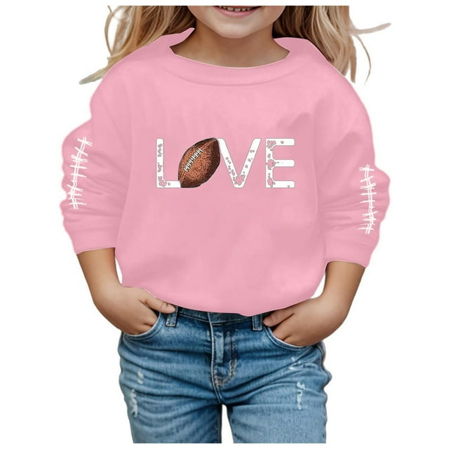 PMVFHDE Chandails en Molleton pour Enfants Garçon Fille Unisexe Manches Longues Chandail en Molleton Doux Graphique Enfants Mignon Col Rond Pulls Haut Vêtements pour Filles Rose,120