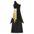 thumbnail image 3 of TiaoBug Lyrical Dance Outfits for Women Praise Worship One Shoulder Irregular Dress Tops with Pants Black M, 3 of 7