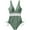 Green, variant on Women's One-Piece Swimsuit Halter Neck Tie and Deep V-Neck with Side Drawstring, Solid Color Bathing Suit Slim Fit Beachwear