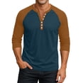 thumbnail image 2 of Resicozy 2025 Henley Shirts for Men Raglan 3/4 Sleeve Vintage Baseball T-Shirts Fall Casual Loose Fit Sport Athletic Tee Tops Ginger S, 2 of 9